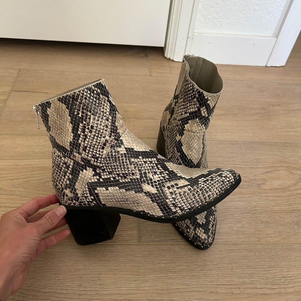 Treasure & Bond Snake Print Studded Booties